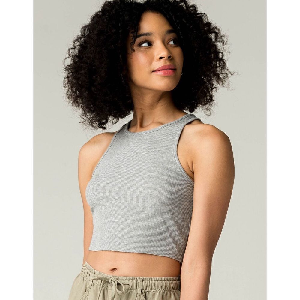 Free People Intimately NWT high neck ribbed crop heather gray M